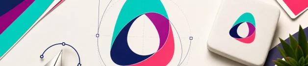 Vector artwork shapes and logo paths arranged for promotional product printing