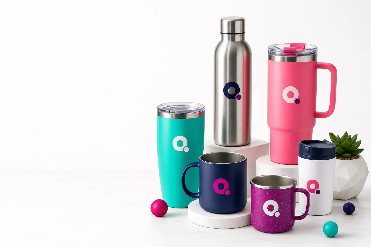 Social share image for an article about the best promotional drinkware