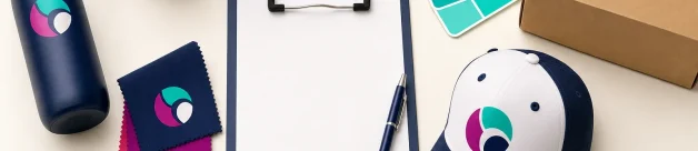 Promotional product ordering items arranged with quote request and order planning materials