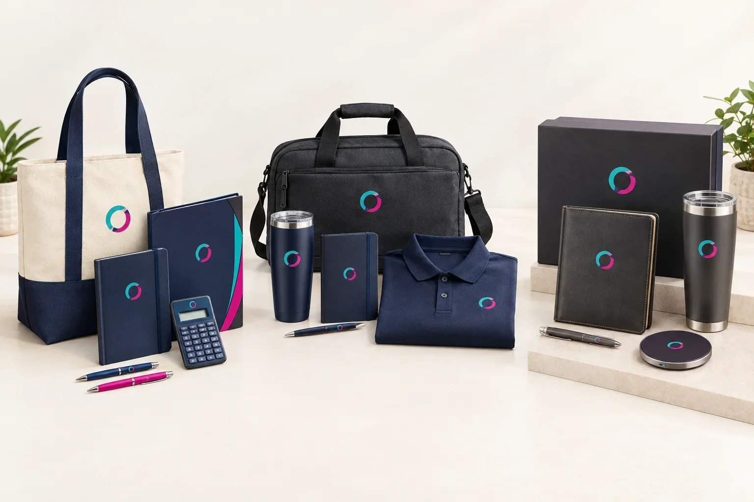 Financial services promotional product kits including banking welcome gifts, financial literacy supplies, employee gifts, and premium client appreciation products