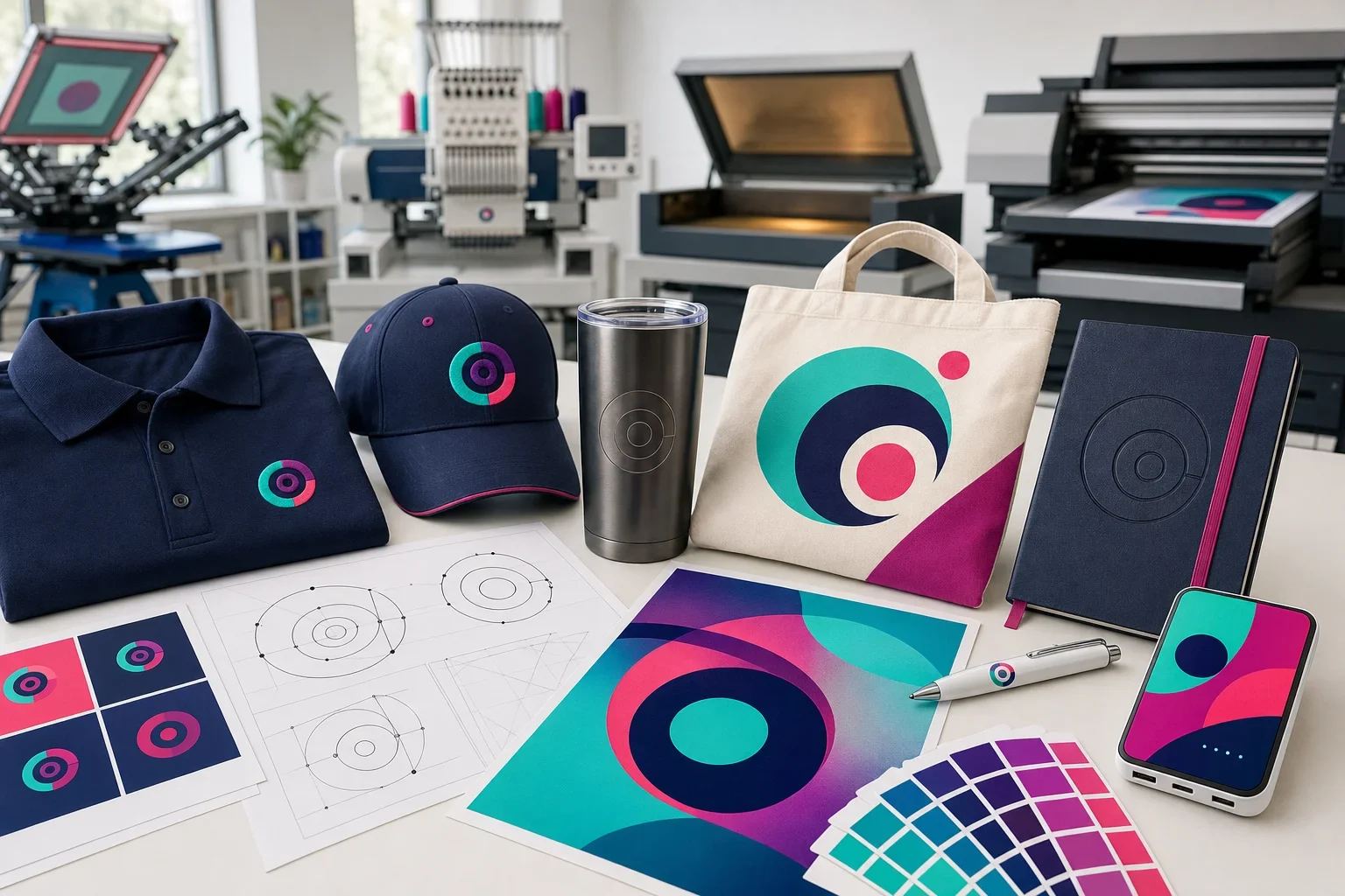 Vector and raster artwork preparation for decorated promotional products including apparel, tote bag, tumbler, notebook, pen, and power bank