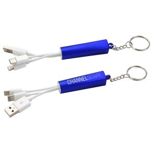 Light-Up 3-in-1 Charging Cable with Keychain