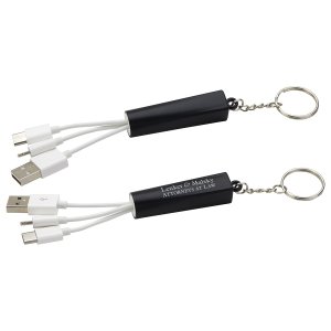 Light-Up 3-in-1 Charging Cable with Keychain