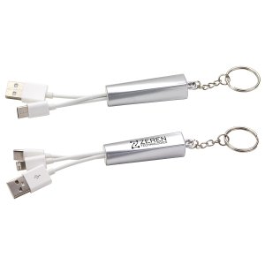 Light-Up 3-in-1 Charging Cable with Keychain
