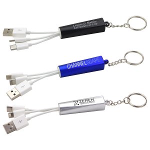 Light-Up 3-in-1 Charging Cable with Keychain