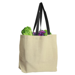 Canvas Grocery Tote with Colored Handles