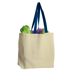 Canvas Grocery Tote with Colored Handles