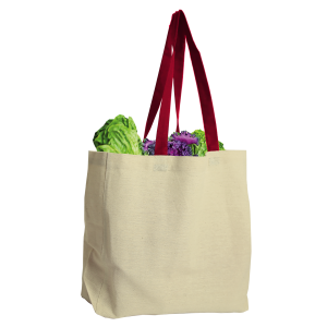 Canvas Grocery Tote with Colored Handles