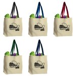 Canvas Grocery Tote with Colored Handles