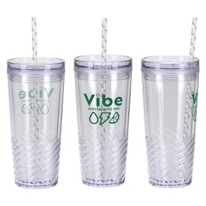 Twist Shape Recycled Straw Tumbler 20 oz