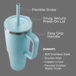 SENSO Summit 40 oz Insulated Stainless Steel Travel Mug with Press-In Straw Lid