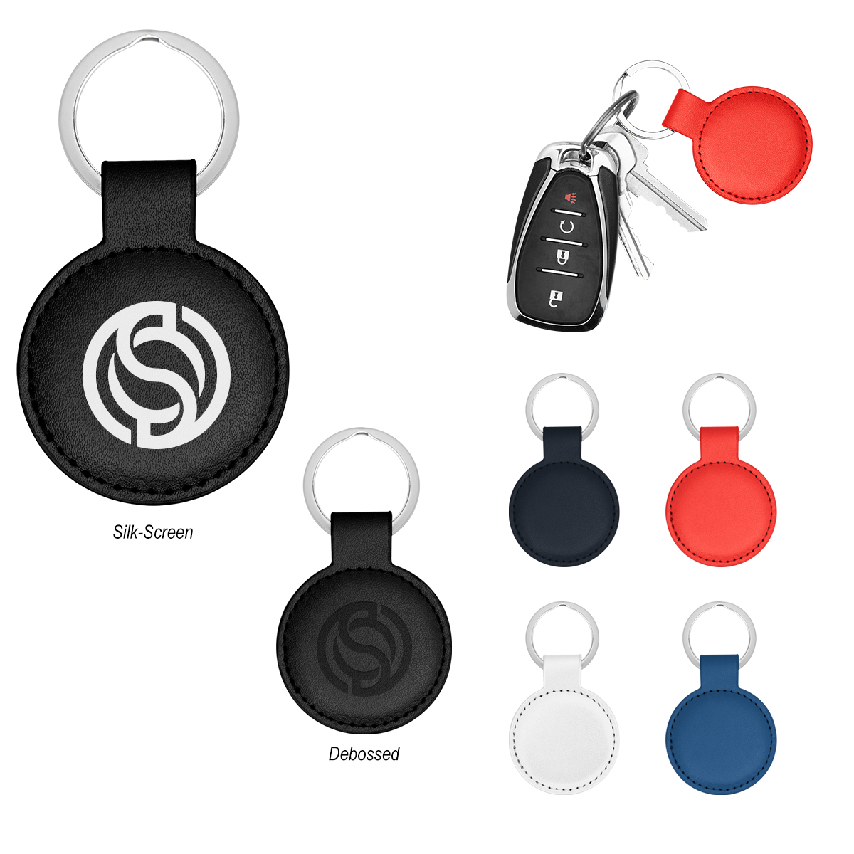 Colorblock Leatherette Key Tag