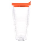 Clear Tumbler With Orange Lid