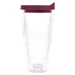 Clear Tumbler With Maroon Lid