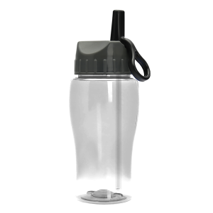 Jr. Crystal Color Bottle with Ring-Straw Lid - 18 oz.