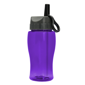 Jr. Crystal Color Bottle with Ring-Straw Lid - 18 oz.