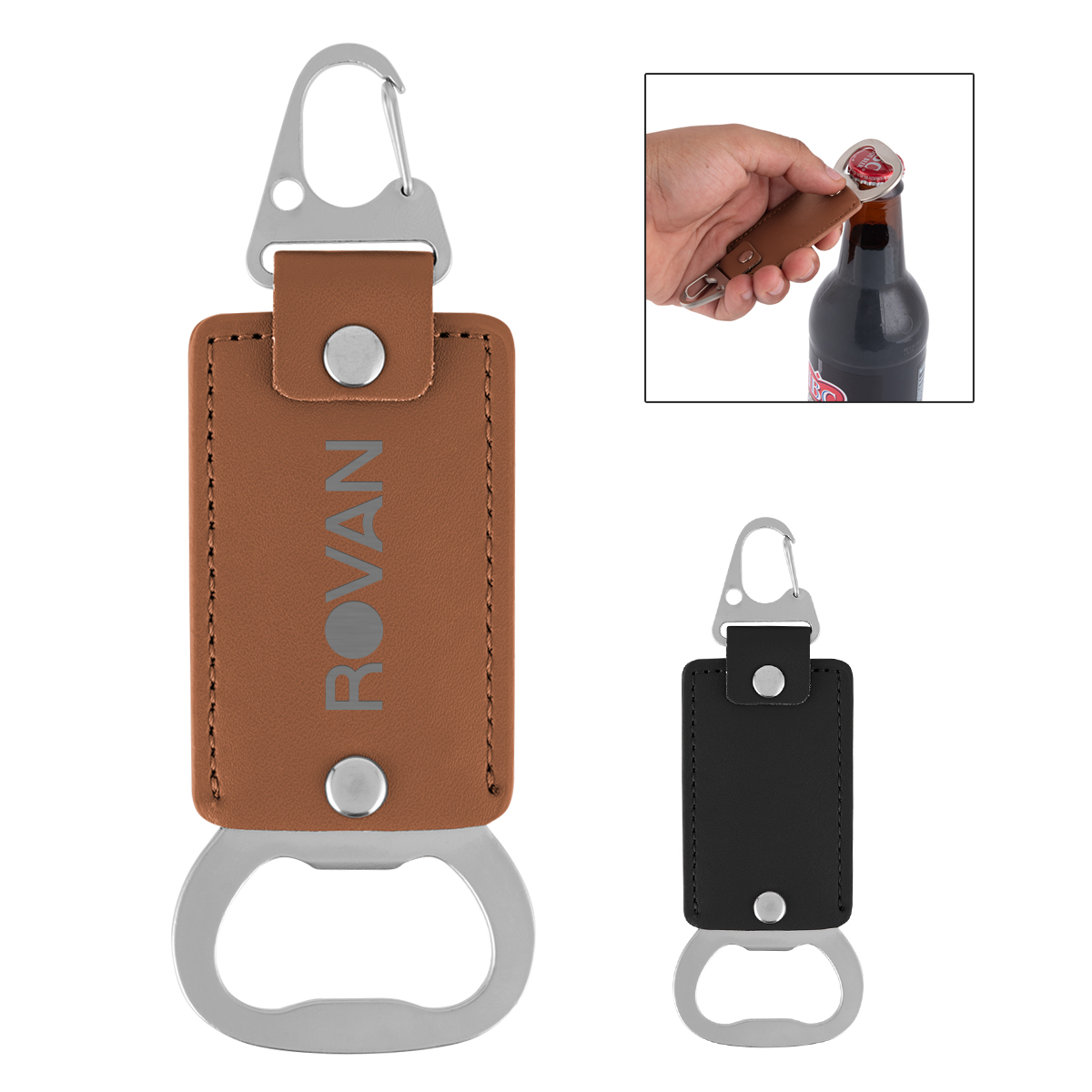 Leatherette Keyring Bottle Opener