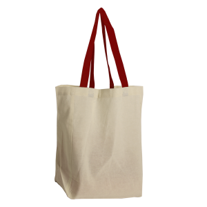 Cotton Grocery Tote with Color Handles