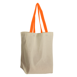 Cotton Grocery Tote with Color Handles