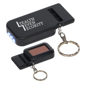 Solar Powered LED Whistle Key Chain