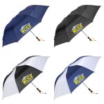 Shed Rain Windjammer 58" Vented Wooden-Handled Auto-Open Jumbo Compact Umbrella