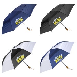 Shed Rain Windjammer 58" Vented Wooden-Handled Auto-Open Jumbo Compact Umbrella