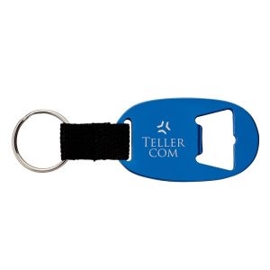 Aluminum Bottle Opener Keychain with Strap