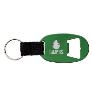 Aluminum Bottle Opener Keychain with Strap