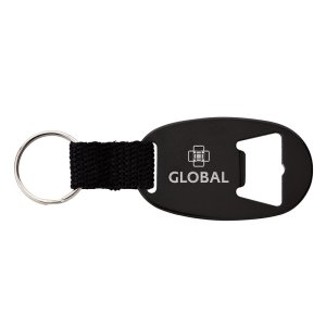 Aluminum Bottle Opener Keychain with Strap