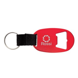 Aluminum Bottle Opener Keychain with Strap