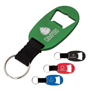 Aluminum Bottle Opener Keychain with Strap