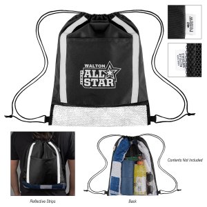 Mesh Back Reflective Cinch Bag