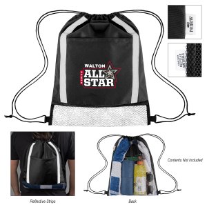Mesh Back Reflective Cinch Bag