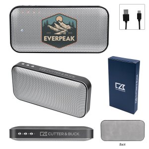 Cutter & Buck Aluminum Suede Speaker And Power Bank
