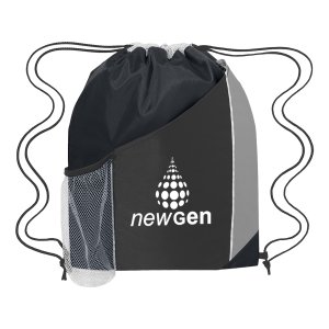 Colorblock Mesh Pocket Drawstring Bag