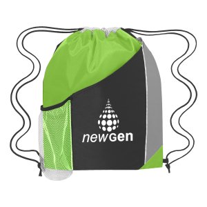 Colorblock Mesh Pocket Drawstring Bag