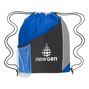 Colorblock Mesh Pocket Drawstring Bag