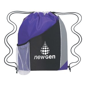 Colorblock Mesh Pocket Drawstring Bag
