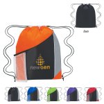 Colorblock Mesh Pocket Drawstring Bag