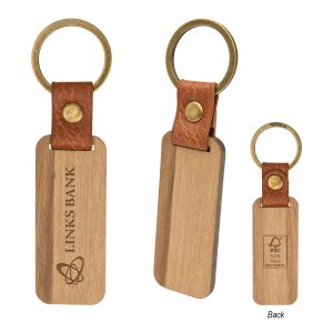 FSC Certified Wood and Leather Keychain