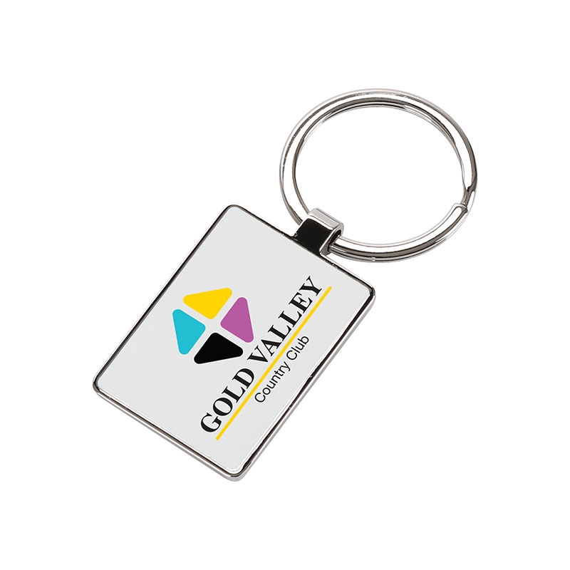 White Panel Metal Keyring