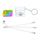 Push Pop Charging Cable with Keyring & Screen Cleaner