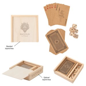 Game Night Wooden Cards & Dice Set