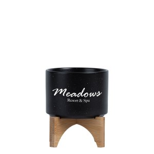 Bamboo Base Speckled Ceramic Planter