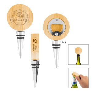 FSC Bamboo Wine Stopper Opener