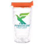 Clear Tumbler With Orange Lid