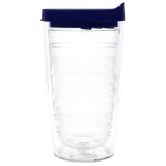 Clear Tumbler With Navy Blue Lid