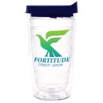 Clear Tumbler With Navy Blue Lid