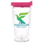Clear Tumbler With Fuschia Lid