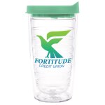 Clear Tumbler With Mangrove Green Mint Lid